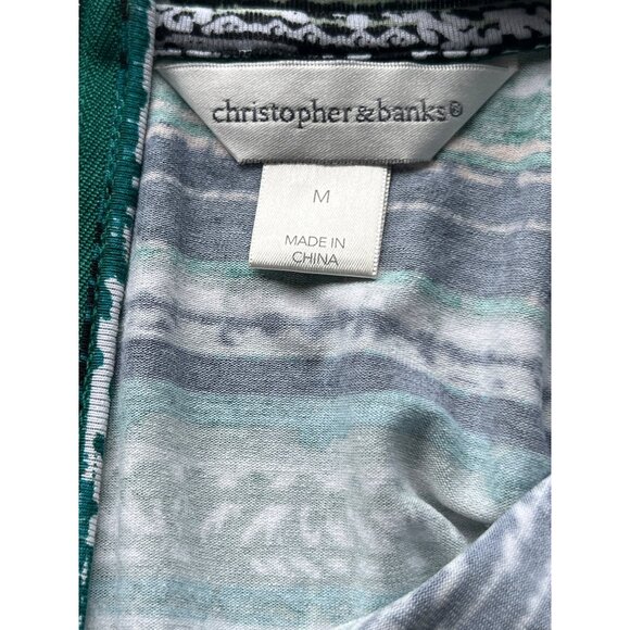 Striped Multicolor Short Sleeve Top Front Twist Detail Christopher & Banks - M - Picture 6 of 7